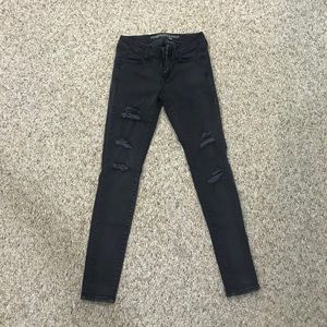 AE Black Wash Ripped Skinny Jeggings